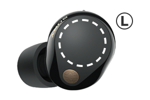 ヘッドホン左側のLタッチセンサーの部位説明の写真