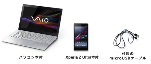 パソコン本体 Xperia Z Ultra本体 付属のmicroUSBケーブル