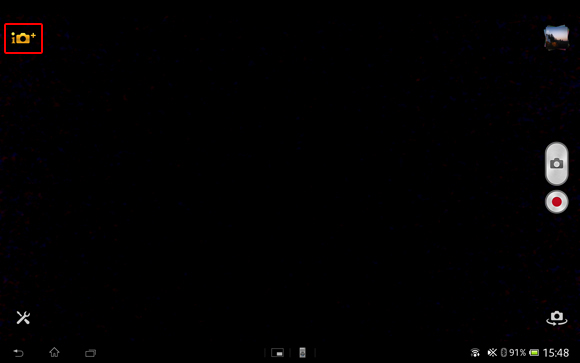 �J�����A�v����ʍ���̃A�C�R�����^�b�v