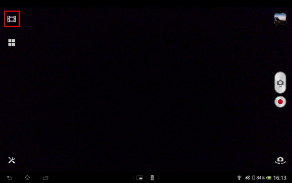 �J�����A�v����ʍ���̃A�C�R�����^�b�v