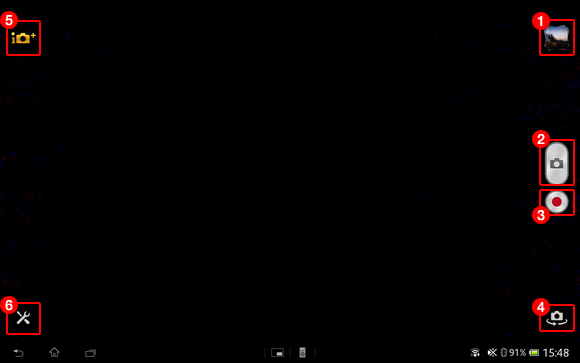 カメラアプリの起動画面