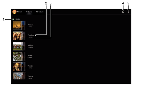 Album online overview in Sony Devices