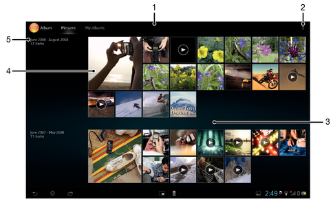 Album camera grid overview in Sony Devices