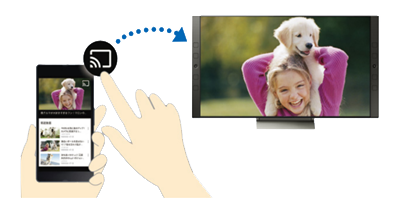 スマートフォンのキャストボタンを押してTVに表示した画面