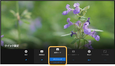 「クイック設定」ボタン