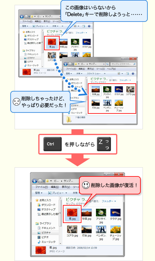 行った操作をすぐに元に戻したい 1からはじめよう Vaioパソコン教室 Vaioを活用するためのお役立ち情報 使いかた 取扱説明 パーソナルコンピューター Vaio サポート お問い合わせ ソニー