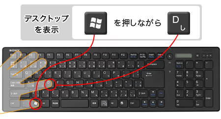 デスクトップ画面を一瞬で表示させたい 1からはじめよう Vaioパソコン教室 Vaioを活用するためのお役立ち情報 使いかた 取扱説明 パーソナルコンピューター Vaio サポート お問い合わせ ソニー