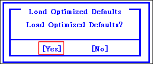 [Load Optimized Defaults?]画面