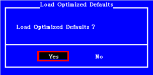 [Load Optimized Defaults]画面