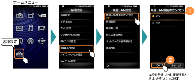 無線LAN機能をONにする方法