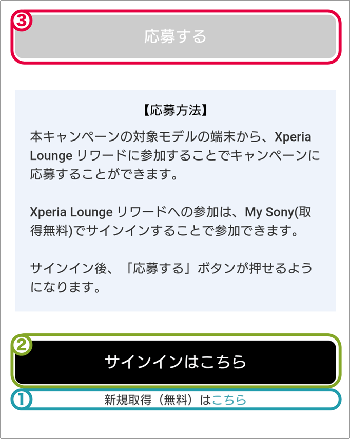 Xperia Lounge 応募ボタンイメージ