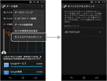 データ使用の画面／アップデート後