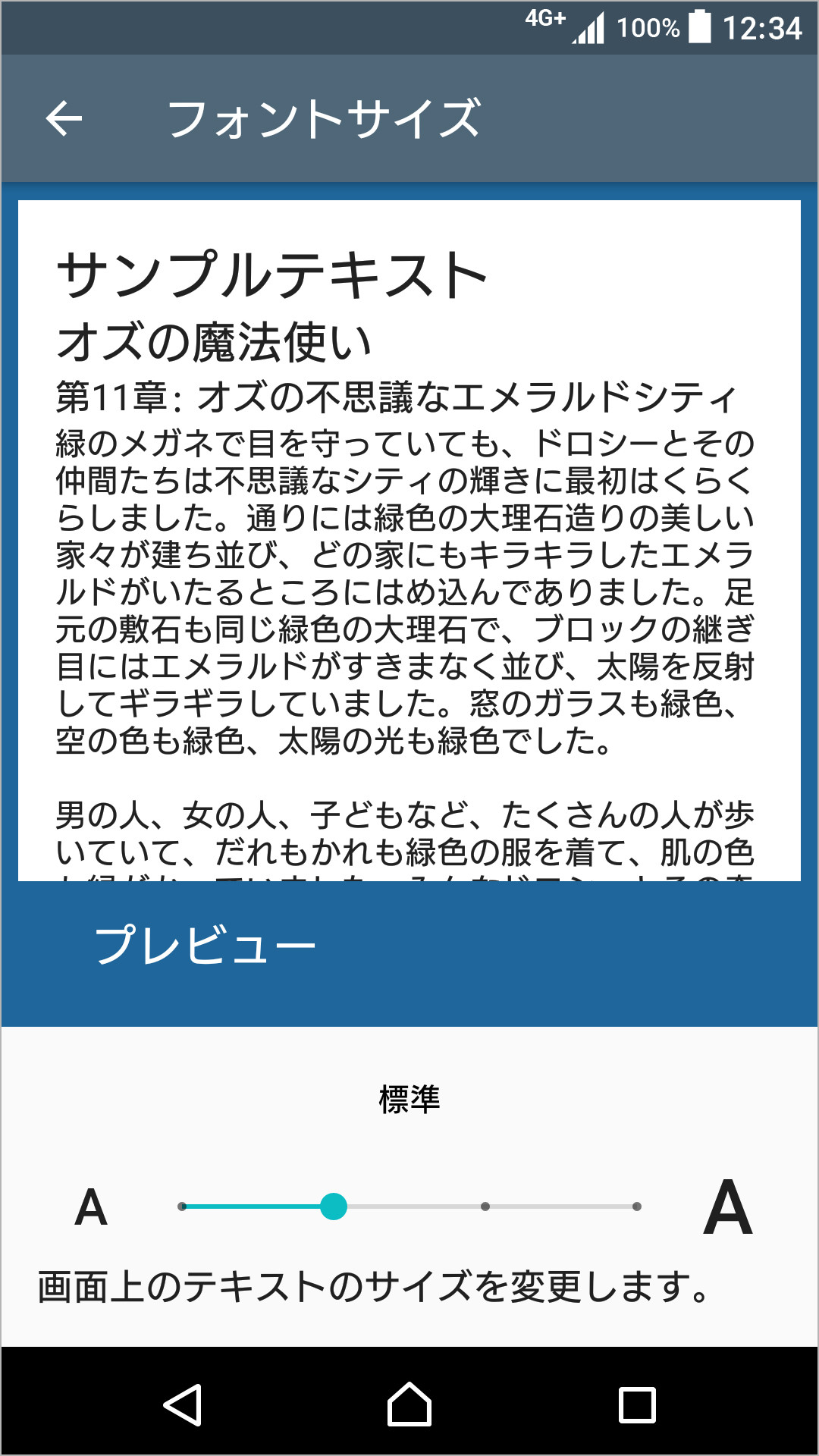 ユーザー補助への表示サイズの追加、拡大操作/フォントサイズのアップデートのキャプチャ