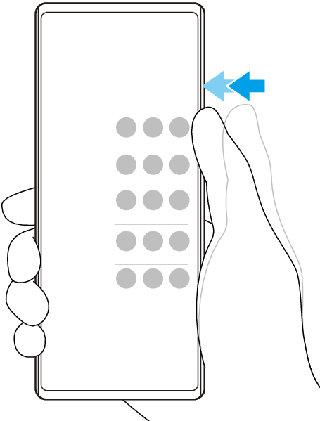 画面外側の縁をダブルタップする図