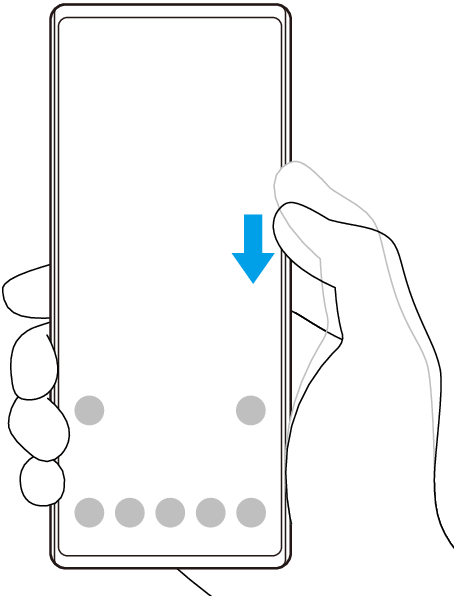 画面外側の縁を下にスライドする図