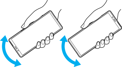 本体を振って水滴を取り除く図。上下の向きを変えてそれぞれ本体を振る。