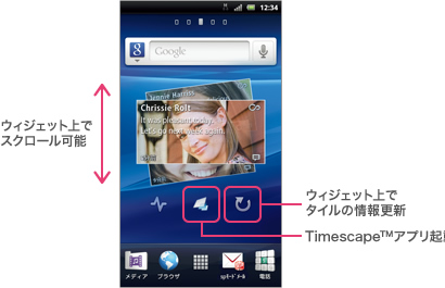 Sony Mobile Communications Timescape&trade;の画面